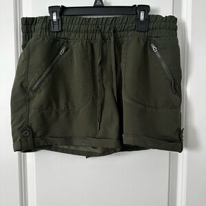 Tangerine Olive Green Drawstring Utility Shorts
